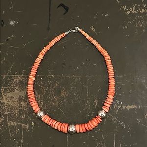 Hand Crafted Unique Earth “One of a Kind” Coral & Sterling Silver Choker